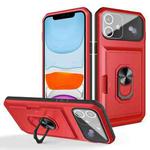 For iPhone 11 Card Ring Holder PC + TPU Phone Case (Red+Black)