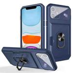 For iPhone 11 Card Ring Holder PC + TPU Phone Case (Blue)