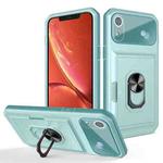 Card Ring Holder PC + TPU Phone Case For iPhone XR(Light Green)