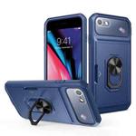 For iPhone SE 2022 / SE 2020 / 8 / 7 Card Ring Holder PC + TPU Phone Case(Blue)