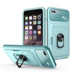 Card Ring Holder PC + TPU Phone Case For iPhone 8 Plus / 7 Plus(Light Green)