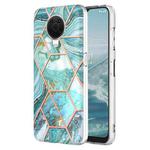 For Nokia G20 / G10 Electroplating IMD Splicing Marble TPU Phone Case(Blue)