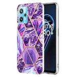 For OPPO Realme 9 Pro 5G Electroplating IMD Splicing Marble TPU Phone Case(Dark Purple)