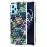 For OPPO Realme 9 Pro 5G Electroplating IMD Splicing Marble TPU Phone Case(Blue Green)