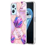 For OPPO Realme 9i / A36 / A96 4G Electroplating IMD Splicing Marble TPU Phone Case(Light Purple)