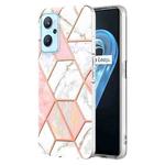 For OPPO Realme 9i / A36 / A96 4G Electroplating IMD Splicing Marble TPU Phone Case(Pink White)