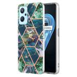 For OPPO Realme 9i / A36 / A96 4G Electroplating IMD Splicing Marble TPU Phone Case(Blue Green)