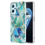 For OPPO Realme 9i / A36 / A96 4G Electroplating IMD Splicing Marble TPU Phone Case(Green)