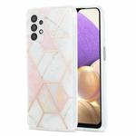 For Samsung Galaxy A13 4G Electroplating IMD Splicing Marble TPU Phone Case(Pink White)