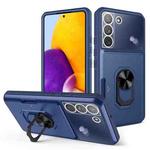 For Samsung Galaxy S22 5G Card Ring Holder PC + TPU Phone Case(Blue)