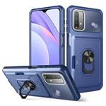 For Xiaomi Redmi Note 9 4G Card Ring Holder PC + TPU Phone Case(Blue)