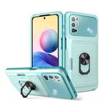 For Xiaomi Redmi Note 10 5G Card Ring Holder PC + TPU Phone Case(Light Green)