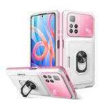For Xiaomi Redmi Note 11 Pro Card Ring Holder PC + TPU Phone Case(White+Pink)