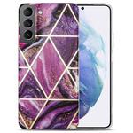 For Samsung Galaxy S22 5G Electroplating IMD Marble TPU Phone Case(Purple)