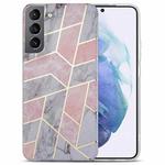 For Samsung Galaxy S21 FE 5G Electroplating IMD Marble TPU Phone Case(Pink Grey)