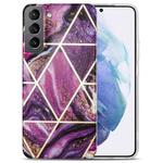For Samsung Galaxy S21 FE 5G Electroplating IMD Marble TPU Phone Case(Purple)