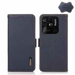 For Xiaomi Redmi 10C KHAZNEH Side-Magnetic Litchi Genuine Leather RFID Phone Case(Blue)