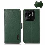 For Xiaomi Redmi 10C KHAZNEH Side-Magnetic Litchi Genuine Leather RFID Phone Case(Green)
