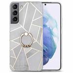 For Samsung Galaxy A02s EU Version Electroplating IMD Marble TPU Phone Case with Ring(Grey)