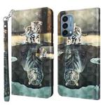 For OnePlus Nord N200 5G 3D Painting Pattern TPU + PU Leather Phone Case(Cat Tiger)