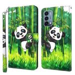 For OnePlus Nord N200 5G 3D Painting Pattern TPU + PU Leather Phone Case(Panda Climbing Bamboo)