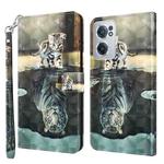 For OnePlus Nord CE 2 5G 3D Painting Pattern TPU + PU Leather Phone Case(Cat Tiger)