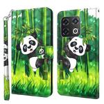 For OnePlus 10 Pro 3D Painting Pattern TPU + PU Leather Phone Case(Panda Climbing Bamboo)