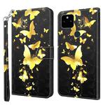 For Google Pixel 5a 5G 3D Painting Pattern TPU + PU Leather Phone Case(Gold Butterfly)