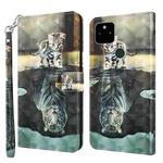 For Google Pixel 5a 5G 3D Painting Pattern TPU + PU Leather Phone Case(Cat Tiger)