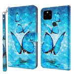 For Google Pixel 5a 5G 3D Painting Pattern TPU + PU Leather Phone Case(Three Butterflies)