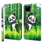 For Google Pixel 5a 5G 3D Painting Pattern TPU + PU Leather Phone Case(Panda Climbing Bamboo)