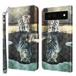 For Google Pixel 6 3D Painting Pattern TPU + PU Leather Phone Case(Cat Tiger)