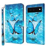 For Google Pixel 6 3D Painting Pattern TPU + PU Leather Phone Case(Three Butterflies)