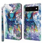 For Google Pixel 6 3D Painting Pattern TPU + PU Leather Phone Case(Watercolor Owl)
