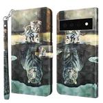 For Google Pixel 6 Pro 3D Painting Pattern TPU + PU Leather Phone Case(Cat Tiger)