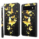 For Google Pixel 7 5G 3D Painting Pattern TPU + PU Leather Phone Case(Gold Butterfly)