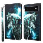 For Google Pixel 7 5G 3D Painting Pattern TPU + PU Leather Phone Case(Wolf)