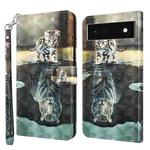 For Google Pixel 7 Pro 5G 3D Painting Pattern TPU + PU Leather Phone Case(Cat Tiger)