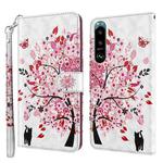 For Sony Xperia 5 II 3D Painting Pattern TPU + PU Leather Phone Case(Cat Under The Tree)