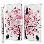 For Sony Xperia 10 II 3D Painting Pattern TPU + PU Leather Phone Case(Cat Under The Tree)