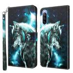 For Sony Xperia 10 III 3D Painting Pattern TPU + PU Leather Phone Case(Wolf)