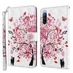 For Sony Xperia 10 III 3D Painting Pattern TPU + PU Leather Phone Case(Cat Under The Tree)