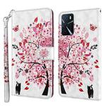 For OPPO A16 / A54 5G 3D Painting Pattern TPU + PU Leather Phone Case(Cat Under The Tree)