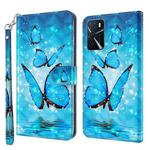 For OPPO A16 / A54 5G 3D Painting Pattern TPU + PU Leather Phone Case(Three Butterflies)