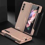 For Samsung Galaxy Z Fold3 5G GKK Magnetic Hinged Phone Flip Case with Side Pen Slot(Mist Gold)