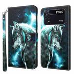 For Xiaomi Poco M4 Pro 3D Painting Pattern TPU + PU Leather Phone Case(Wolf)
