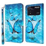 For Xiaomi Poco M4 Pro 3D Painting Pattern TPU + PU Leather Phone Case(Three Butterflies)