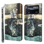 For Xiaomi Poco X4 Pro 5G 3D Painting Pattern TPU + PU Leather Phone Case(Cat Tiger)