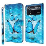 For Xiaomi Poco X4 Pro 5G 3D Painting Pattern TPU + PU Leather Phone Case(Three Butterflies)