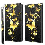 For Xiaomi Redmi Note 10 Lite 3D Painting Pattern TPU + PU Leather Phone Case(Gold Butterfly)
